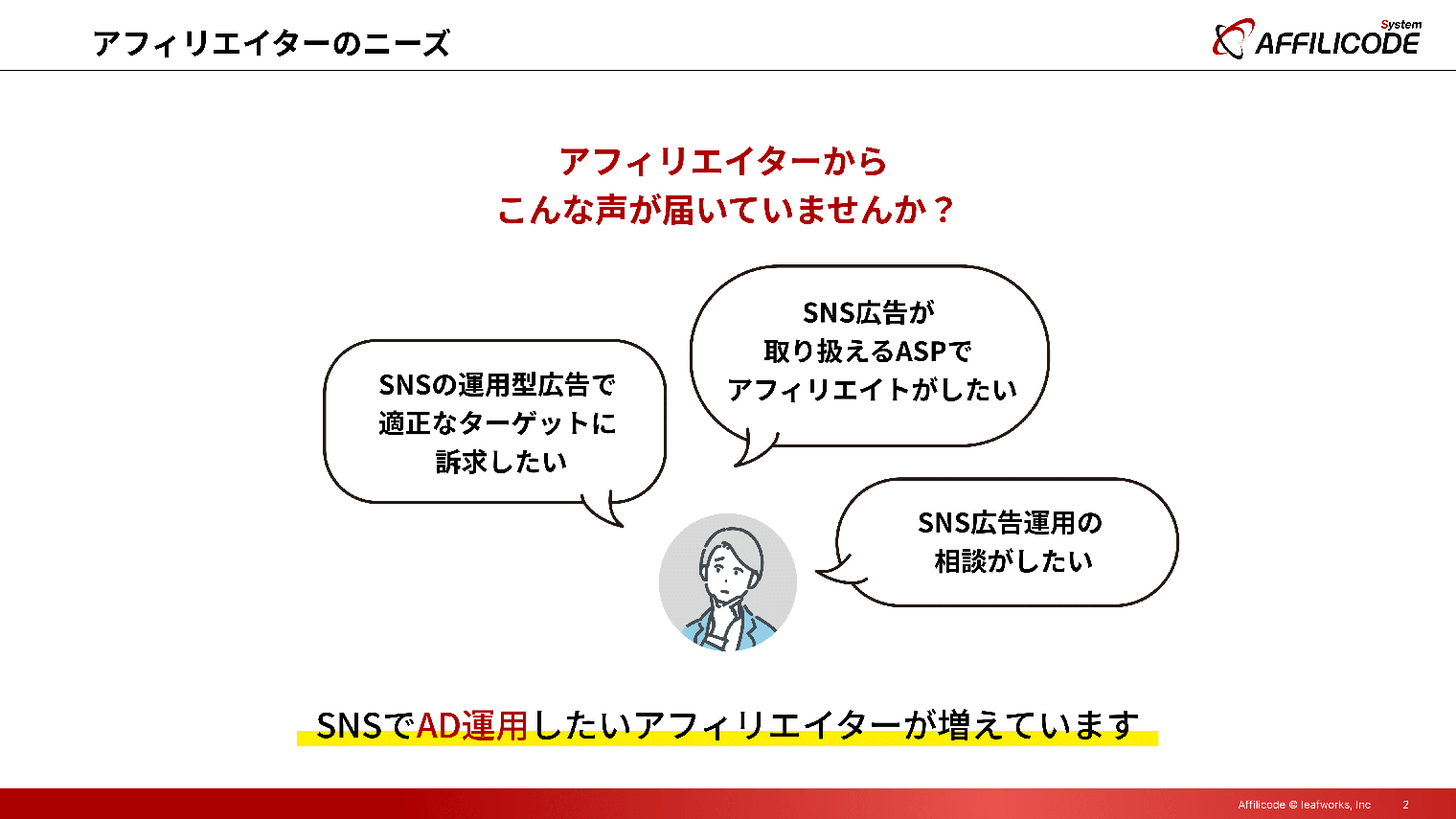 アフィリエイターのニーズ